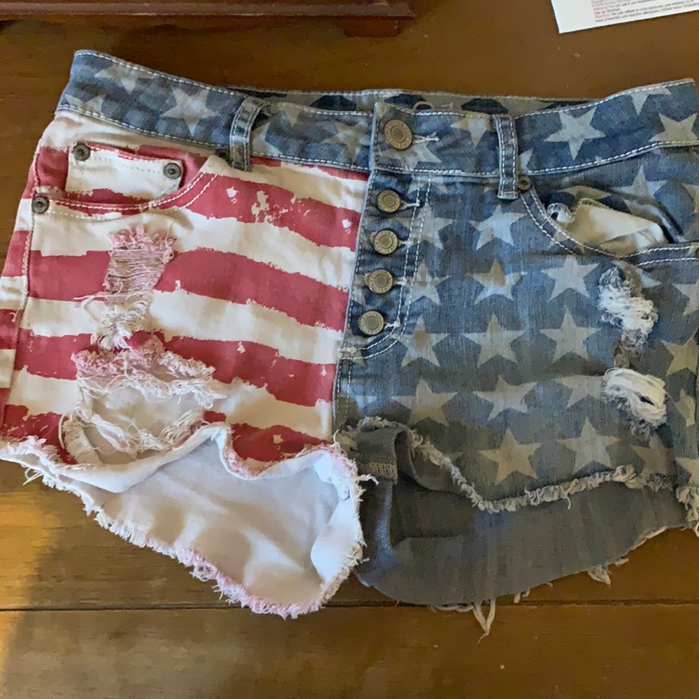American flag jean shorts